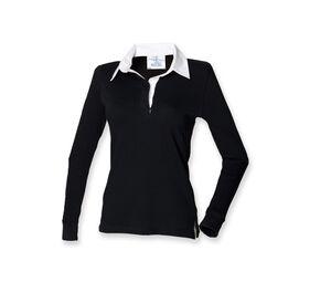 Front Row FR101 - Women's long sleeve plain rugby shirt Black