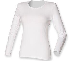 SF Women SK124 - LADIES FEEL GOOD LONG SLEEVED STRETCH T White