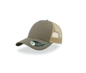 ATLANTIS AT085 - Casquette 5 pans style trucker en coton Khaki/ Stone