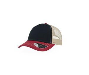 ATLANTIS AT180 - Casquette Rapper en coton canvas Navy / Burgundy / Beige