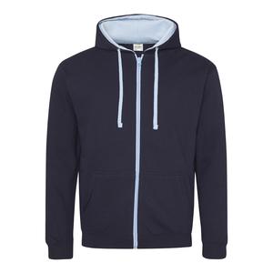 AWDIS JH053 - Sweat capuche zippé contrasté New French Navy / Sky Blue