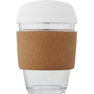 PF Concept 100665 - Lidan 360 ml:n lasinen kahvimuki borosilikaatista, korkkigrippi ja silikonikansi